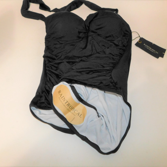 ***NWT Rain Tropical Black One Piece Swim Suit XL - Picture 3 of 5